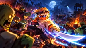 Hunty Zombie warrior battles zombies