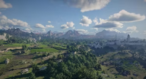 looking across Pywel from an elevated position shows